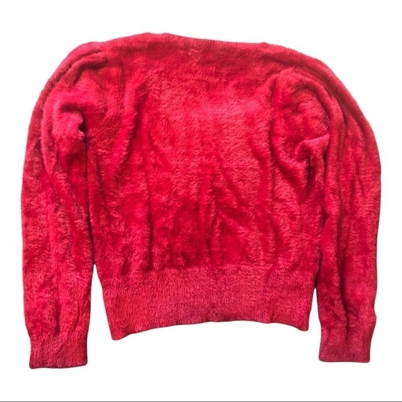 ASTR The LABEL Y2K Square Neck Puff Sleeve Fuzzy Faux Fur Crop Fitted Sweater XL - Picture 6 of 8